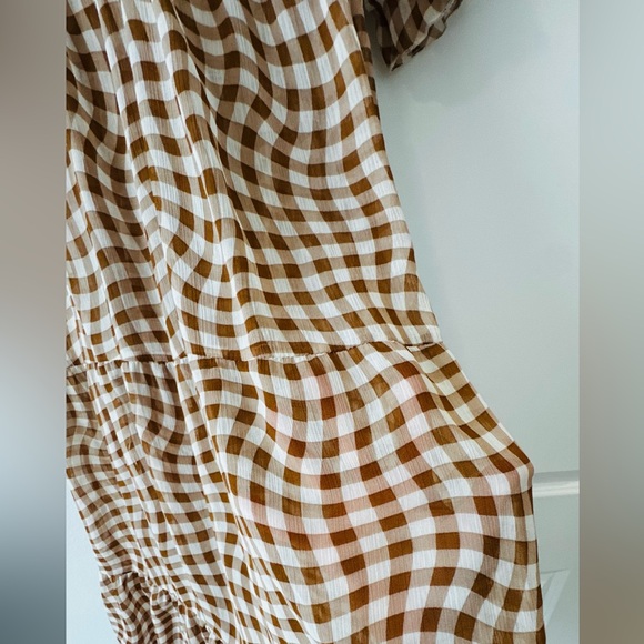 Brown Checkered Midi Dress - Picture 7 of 11